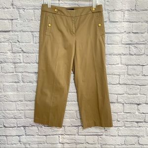 Talbots Crop Wide Leg Trousers Gold Buttons